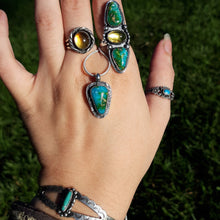 Load image into Gallery viewer, Turquoise &amp; Amber Goddess Ring ✦ Size 6
